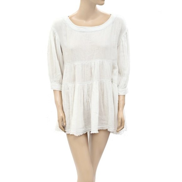 Free People Cream Tunic Top - Picture 1 of 8